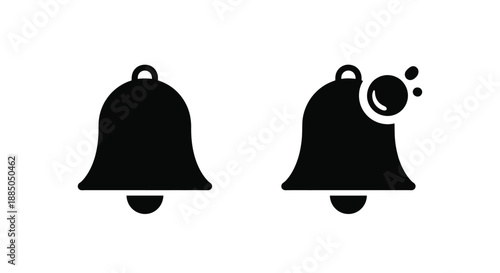 Two bell icons one showing a notification bubble on a white background