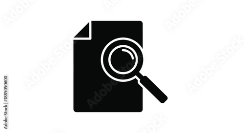 Document with magnifying glass search investigation and detailed review icon