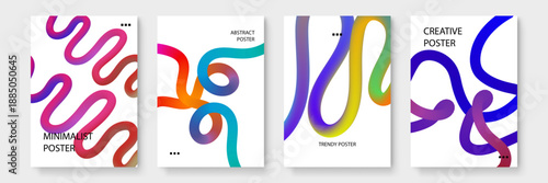 Trendy poster graphics with neon gradient swirls and dynamic 3D lines perfect for music events and youthful brand promotions