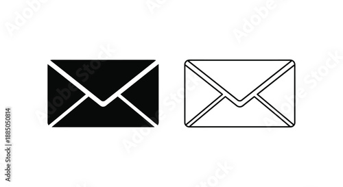 Two envelope icons one black filled and one outlined side by side