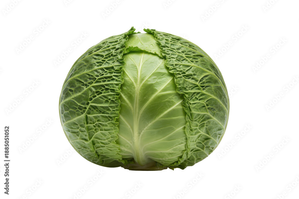 Fototapeta premium Fresh Savoy Cabbage Head Isolated on White Background