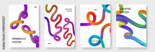 Poster pack featuring futuristic 3D liquid paths and vibrant gradient transitions for technology and innovation themed designs
