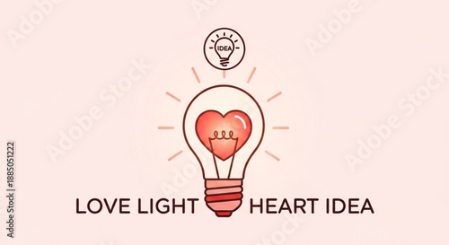 Heartfelt idea light bulb with love and heart symbol inspiring creativity and passion