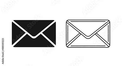 Two envelope icons one filled and one outlined are displayed side by side