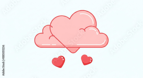 Pink heart shaped cloud with smaller hearts cute love symbol sweet affection icon heartwarming graphic