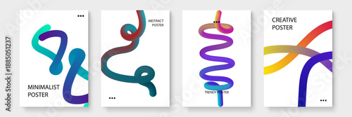 Dynamic poster featuring gradient spiral lines and 3D fluid motion for digital media campaigns and social media assets