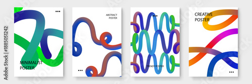 Vibrant 3D fluid shapes and liquid gradients on a clean white background for contemporary graphic design projects