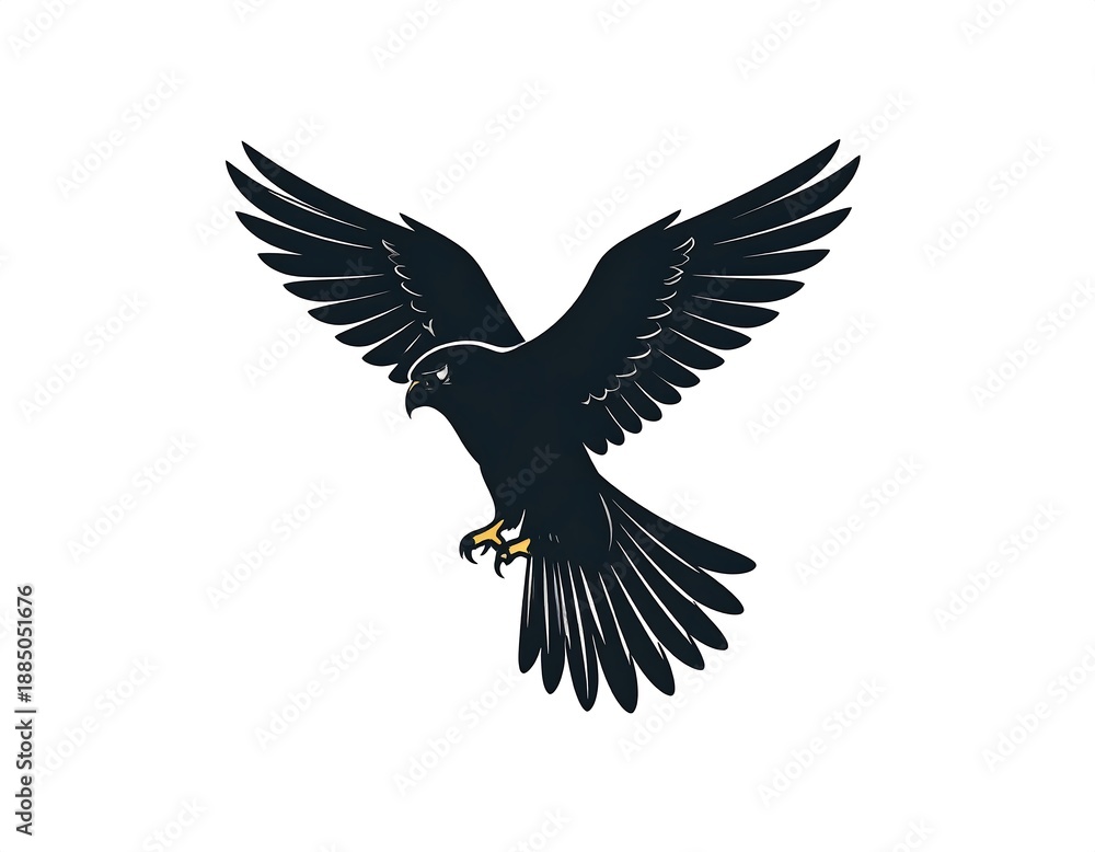 Obraz premium A black silhouette of a bird in flight