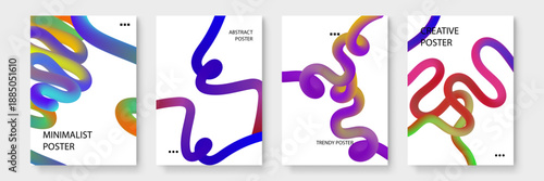 Artistic flowing lines with vivid color transitions perfect for social media backgrounds and trendy digital graphics