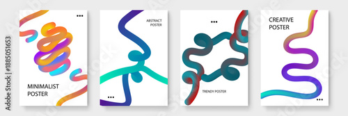 Multicolored twisted tubes with smooth gradients designed for minimalist aesthetic and modern digital art presentations