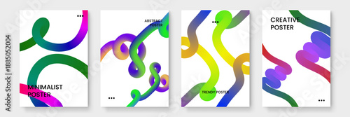 Innovative wavy graphic elements with bold color palettes designed for startup presentations and digital web design
