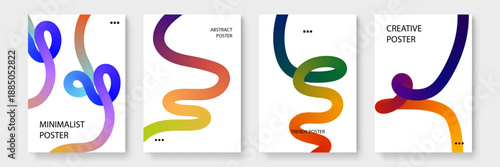 Professional futuristic posters with liquid flow elements and soft color gradients designed for technology and innovation themes