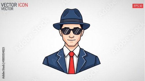 Man in Hat and Sunglasses Wearing a Suit and Tie.