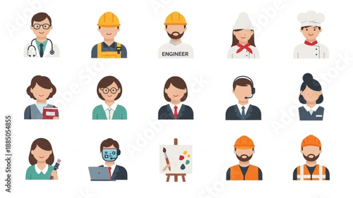 Diverse group of professional people avatars illustration.