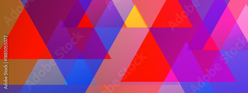 Multi-colored overlapping triangles with various transparency levels creating a vibrant mosaic effect