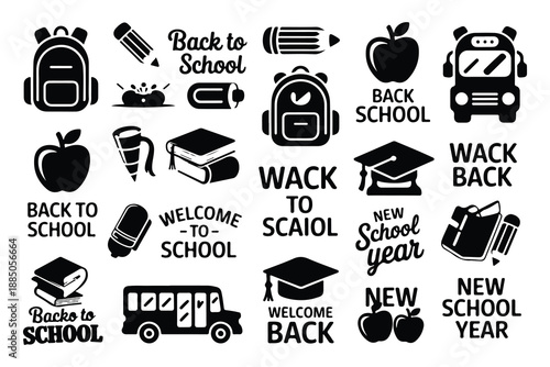 Black and white back to school and phrases school backpack