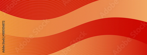 Dynamic curved layers and fine line patterns over a vibrant red and orange warm gradient