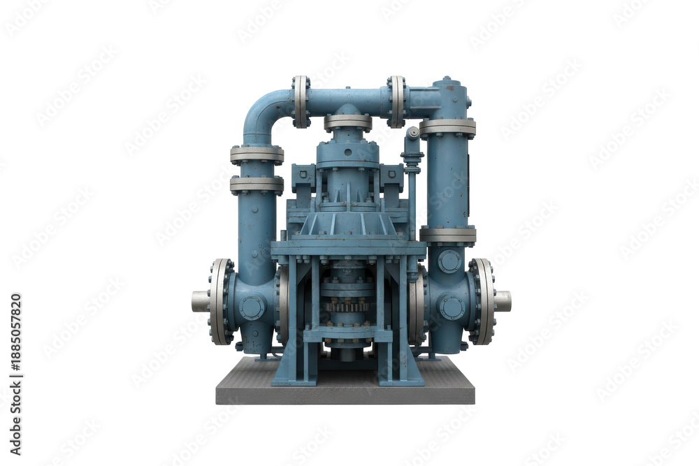 Fototapeta premium Industrial Pump System with Pipes and Flanges