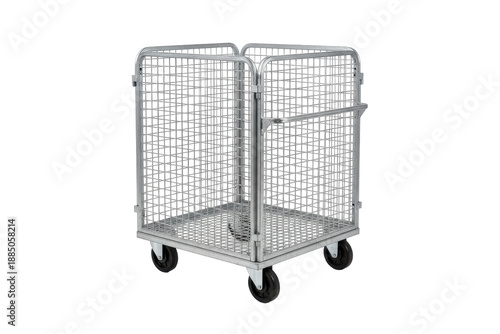 Industrial Wire Mesh Cage Trolley with Wheels for Logistics and Storage