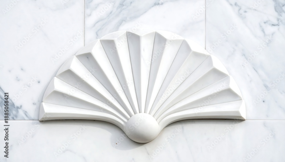 Obraz premium A white decorative tile with a fan-like design