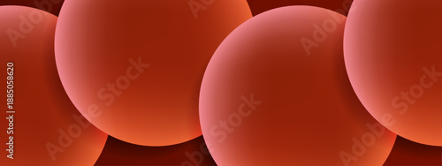 Intense red abstract background with glowing circular shapes and dark gradient shadows for dramatic effect