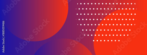 Sophisticated background with large red circles over blue gradients and white dot accents