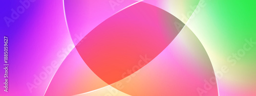 Intense spectrum of pink purple and green hues in a bold geometric intersection design