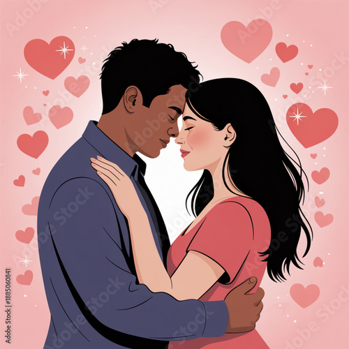 Inclusive Valentine’s Day Vector of Loving Couple