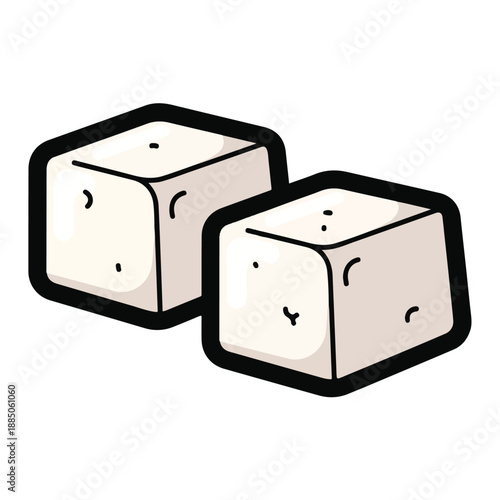 A cartoon illustration of two sugar cubes