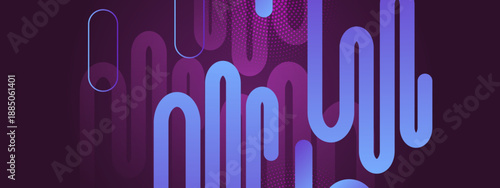 Dynamic vertical rounded lines with halftone dots on a dark purple base
