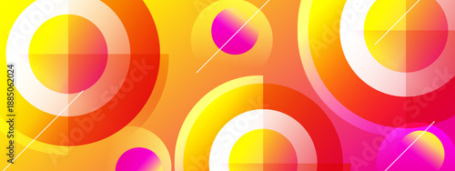 Warm orange and yellow concentric circles with white accent lines in a retro modern style