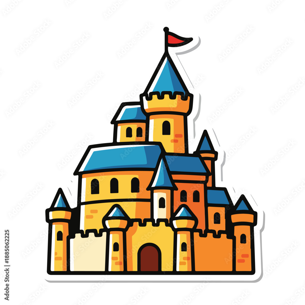 Obraz premium A cartoon medieval castle