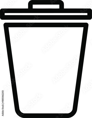 Trash Bin Vector Icon Outline Black Simple Garbage Can Symbol Isolated