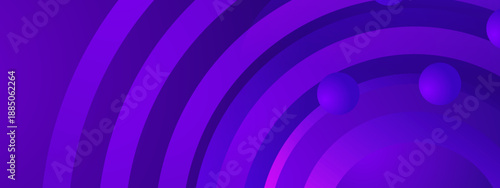 Elegant purple and violet concentric rings featuring dark 3d spheres in a layered orbital layout