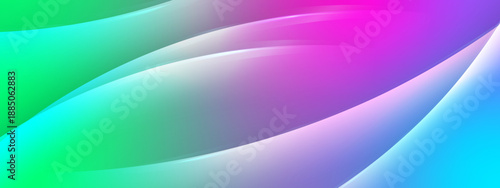 Sophisticated abstract background featuring glowing cyan and magenta overlapping waves with soft light effects and elegant silk curves