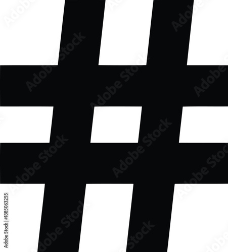 Hashtag vector icon for social media, black isolated symbol, minimalist design