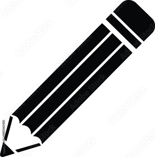 Pencil vector icon in black isolated style for education, writing, and design use