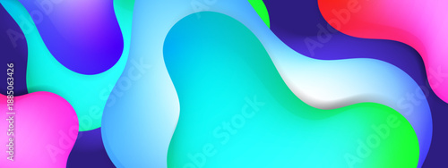 Abstract blobs in shades of pink, blue, green, and red. Suitable for backgrounds, designs, and print materials needing colorful, modern elements.