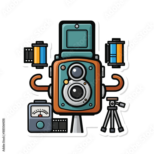 A cartoon robot made from a camera