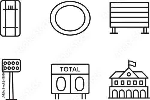 Collection of line icons for business and sports concepts  various symbols