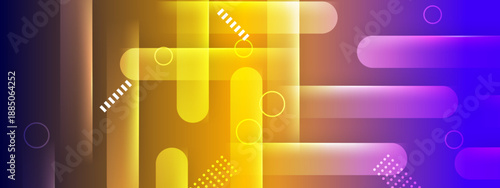 Abstract design elements in purple and yellow colors for eyecatching backgrounds, branding materials, website graphics, and social media posts.