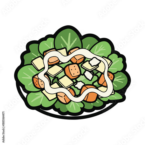 A cartoonish illustration of a plate of food