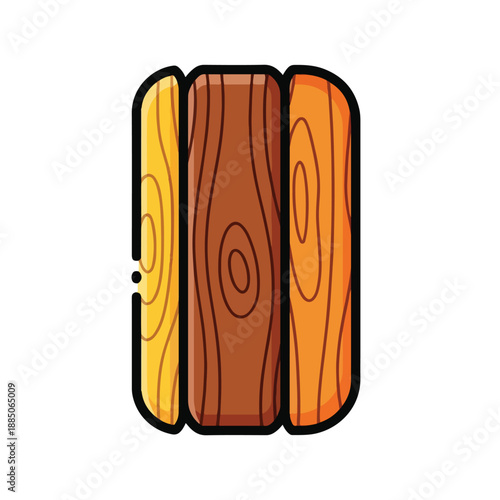 A cartoonish illustration of three wooden planks side by side