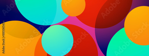 Creative layout of vibrant multi colored transparent circles and orbs