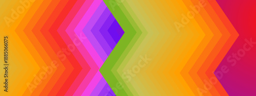 Vibrant rainbow colored chevron pattern meeting in the center
