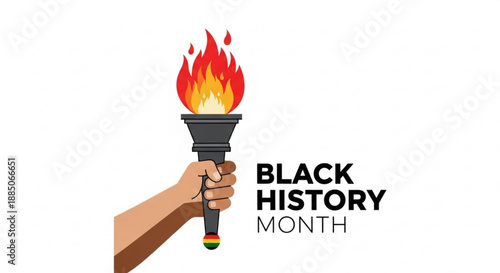 Hand holding torch with flame for black history month celebration