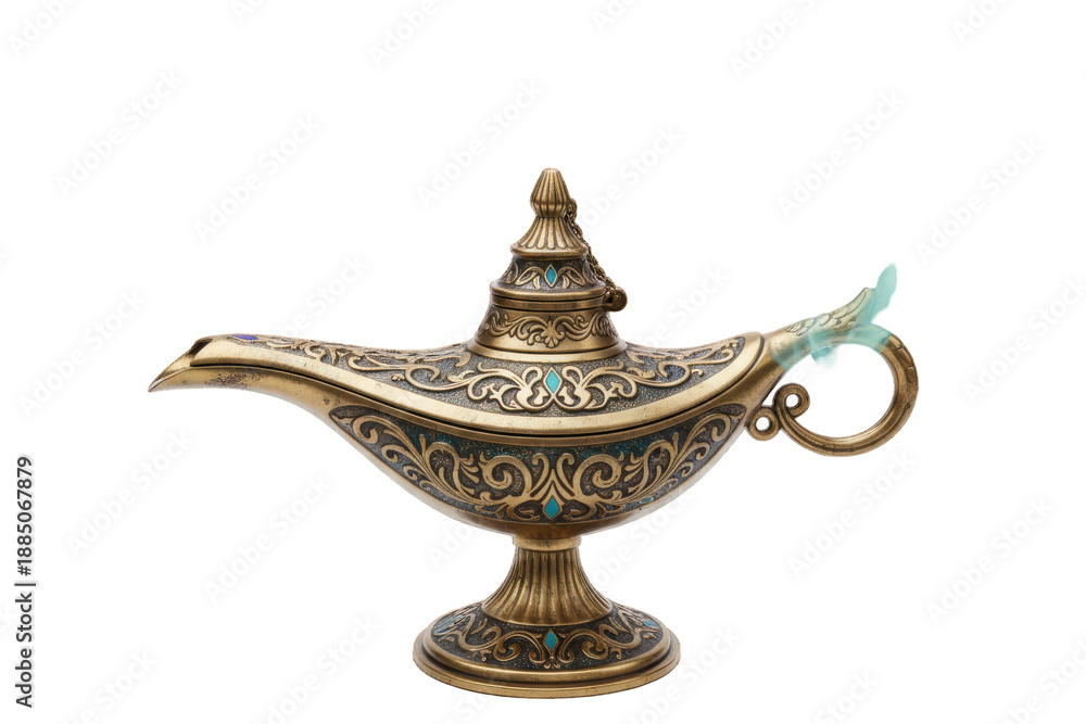 Fototapeta premium Ornate Golden Lamp with Intricate Design and Turquoise Accents on Display