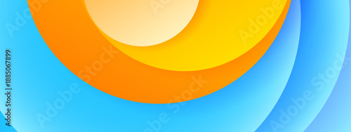 A high quality digital art background featuring a mix of colorful geometric circles and sharp angular overlays with a vibrant purple and blue color palette