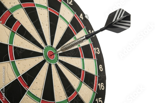 Precision Aim Dart Hits Bullseye on Game Board Illustrating Success and Competition