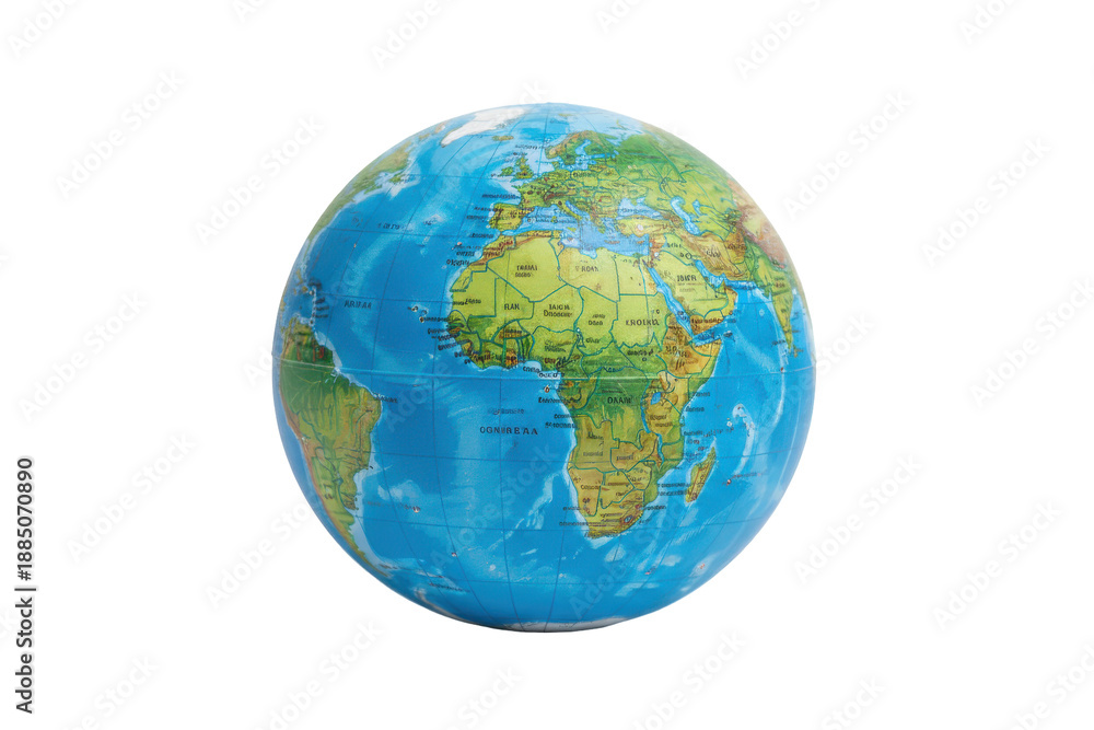 Fototapeta premium Realistic Globe Showing Africa and Europe Continents with Blue Ocean